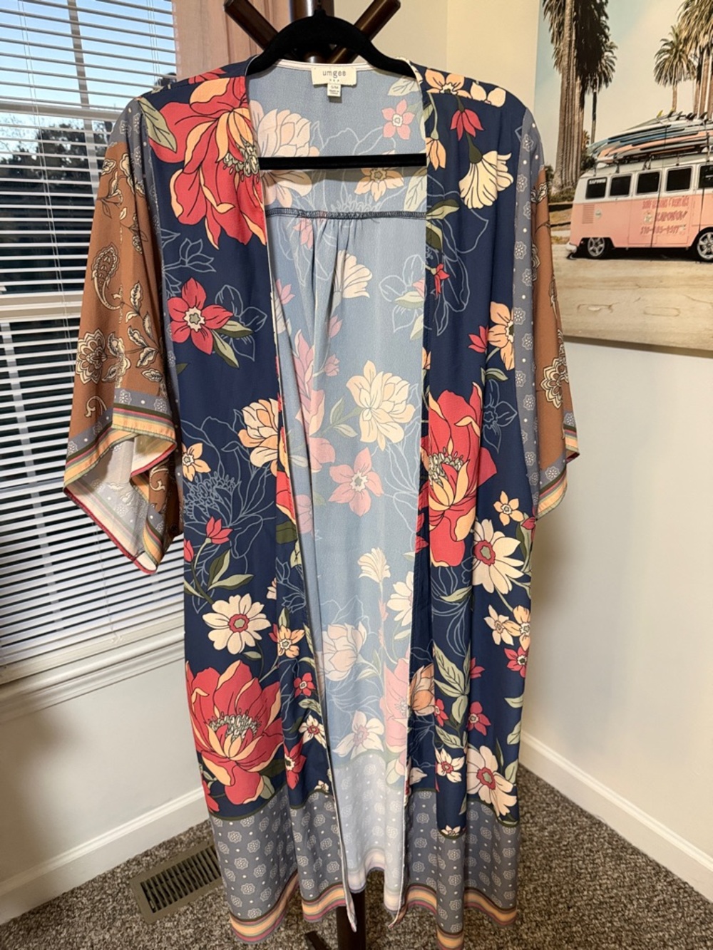 Umgee Navy Floral Kimono Jacket
